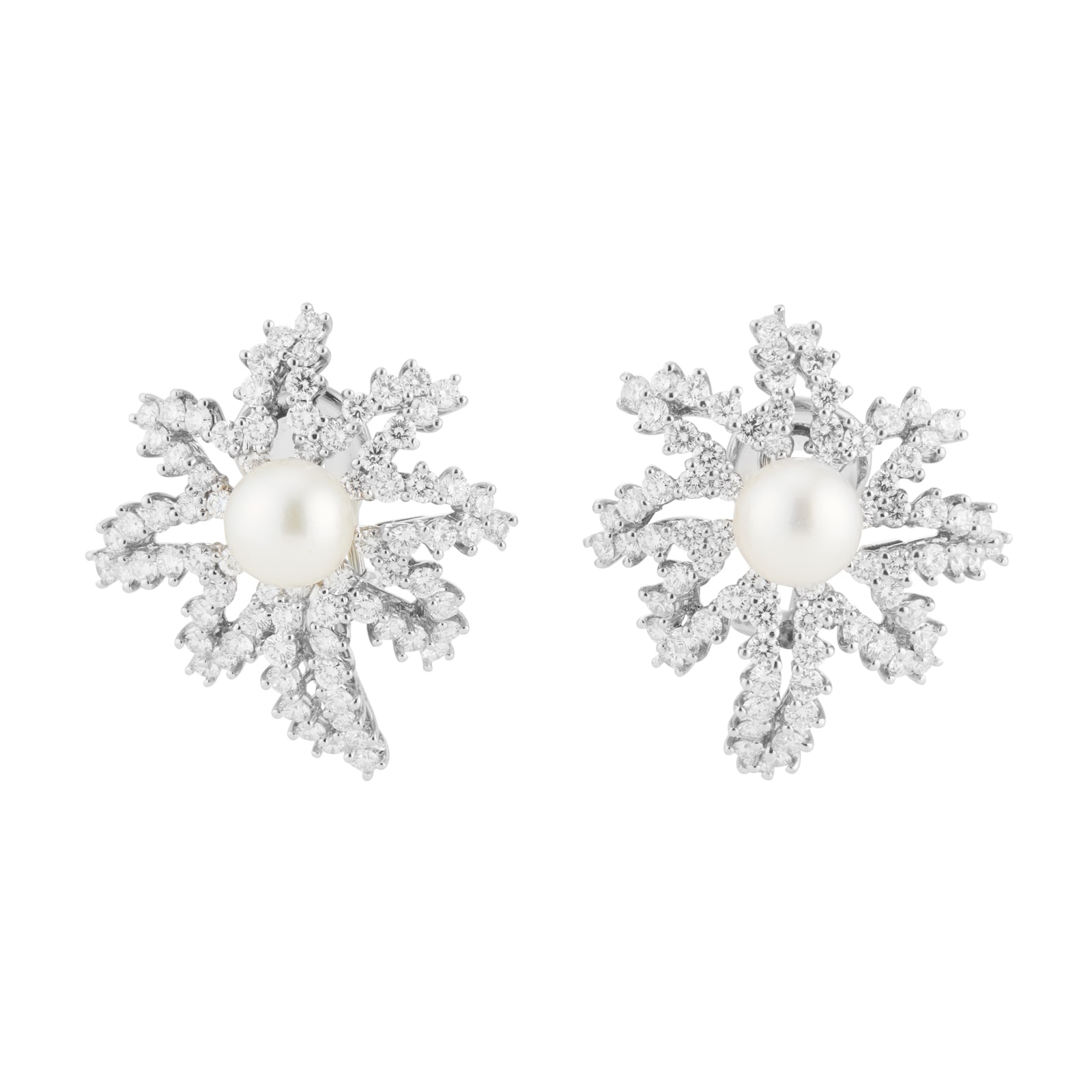 Pre-Owned Tiffany & Co Platinum 4.42ct Diamond & Pearl Earrings Pre-Owned Tiffany & Co Platinum 4.42ct Diamond & Pearl Earrings