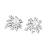 Pre-Owned Tiffany & Co Platinum 4.42ct Diamond & Pearl Earrings