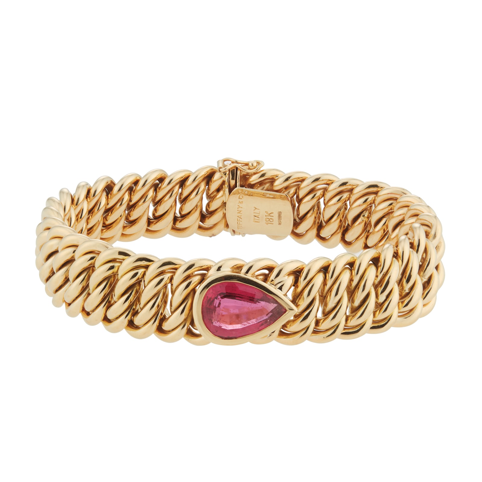 18ct Yellow Gold Paloma Picasso Rubellite Tourmaline 7.00ct Diamond Bracelet