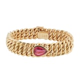 Pre-Owned Tiffany & Co 18ct Yellow Gold Paloma Picasso Rubellite Tourmaline 7.00ct Diamond Bracelet - Size 8.5