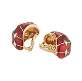 Pre-Owned Tiffany & Co 18ct Yellow Gold Schlumberger Enamel Red Earrings