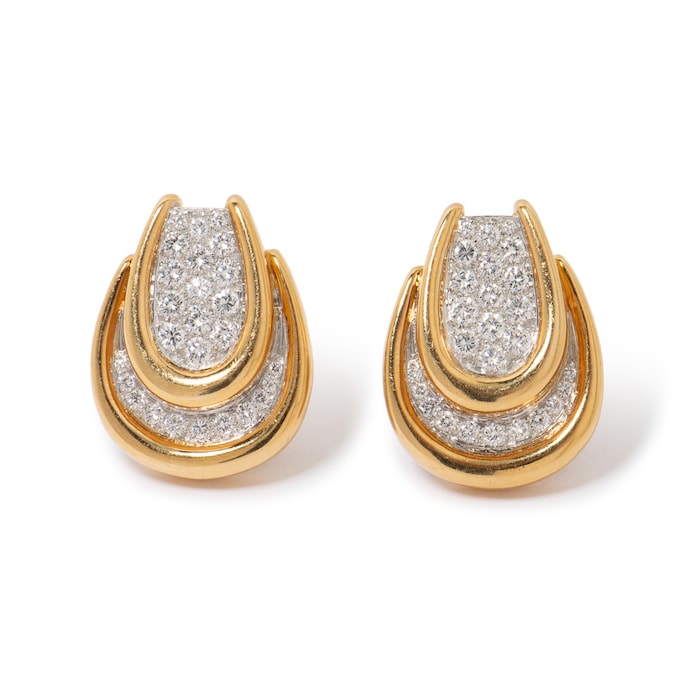 Vintage And Estate Jewelry Vintage Platinum & 18K Yellow Gold David Webb Diamond Earrings