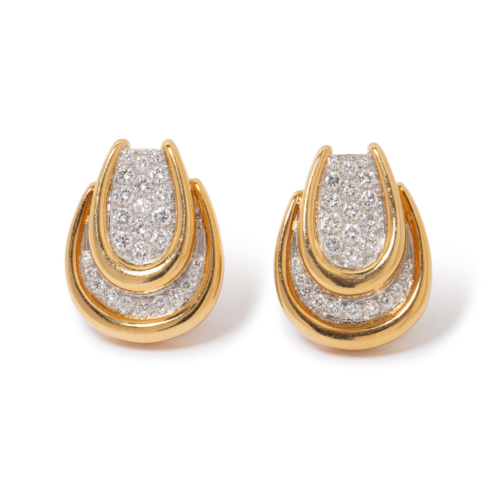 Vintage And Estate Jewelry Vintage Platinum & 18K Yellow Gold David Webb Diamond Earrings