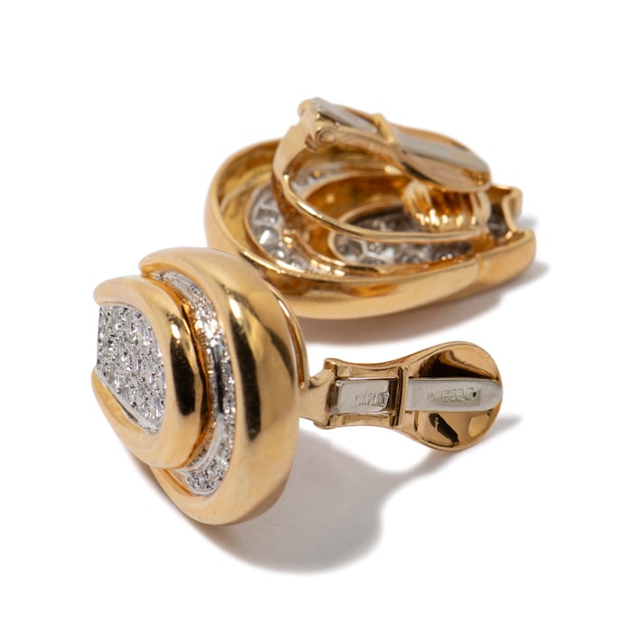 Vintage And Estate Jewelry Vintage Platinum & 18K Yellow Gold David Webb Diamond Earrings