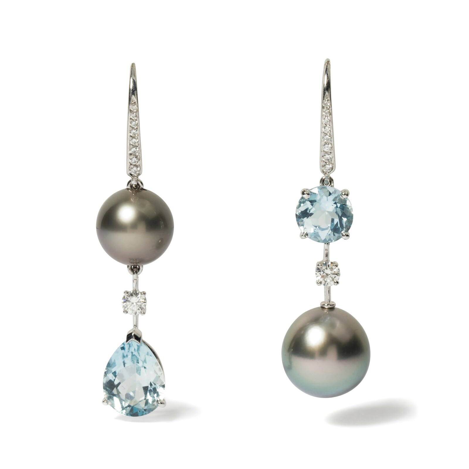 Vintage And Estate Jewelry Contemporary 18K White Gold Chanel Diamond & Multi-Color Stone Earrings