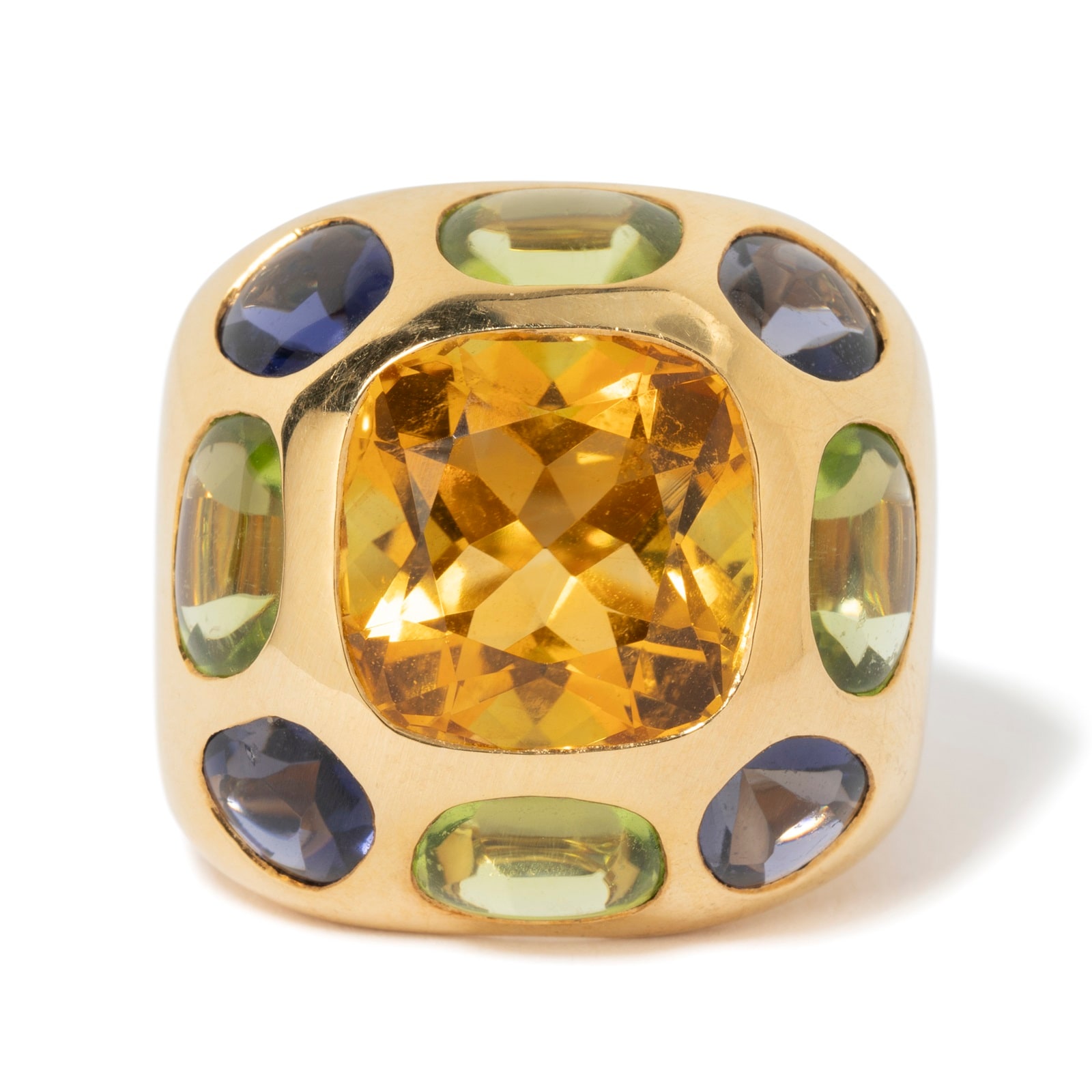 Vintage And Estate Jewelry Vintage 18K Yellow Gold Chanel Multi-Color Stone Ring - Size 6.25