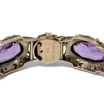 Vintage And Estate Jewelry 18K Yellow Gold & Silver Buccellati Amethyst Bracelet