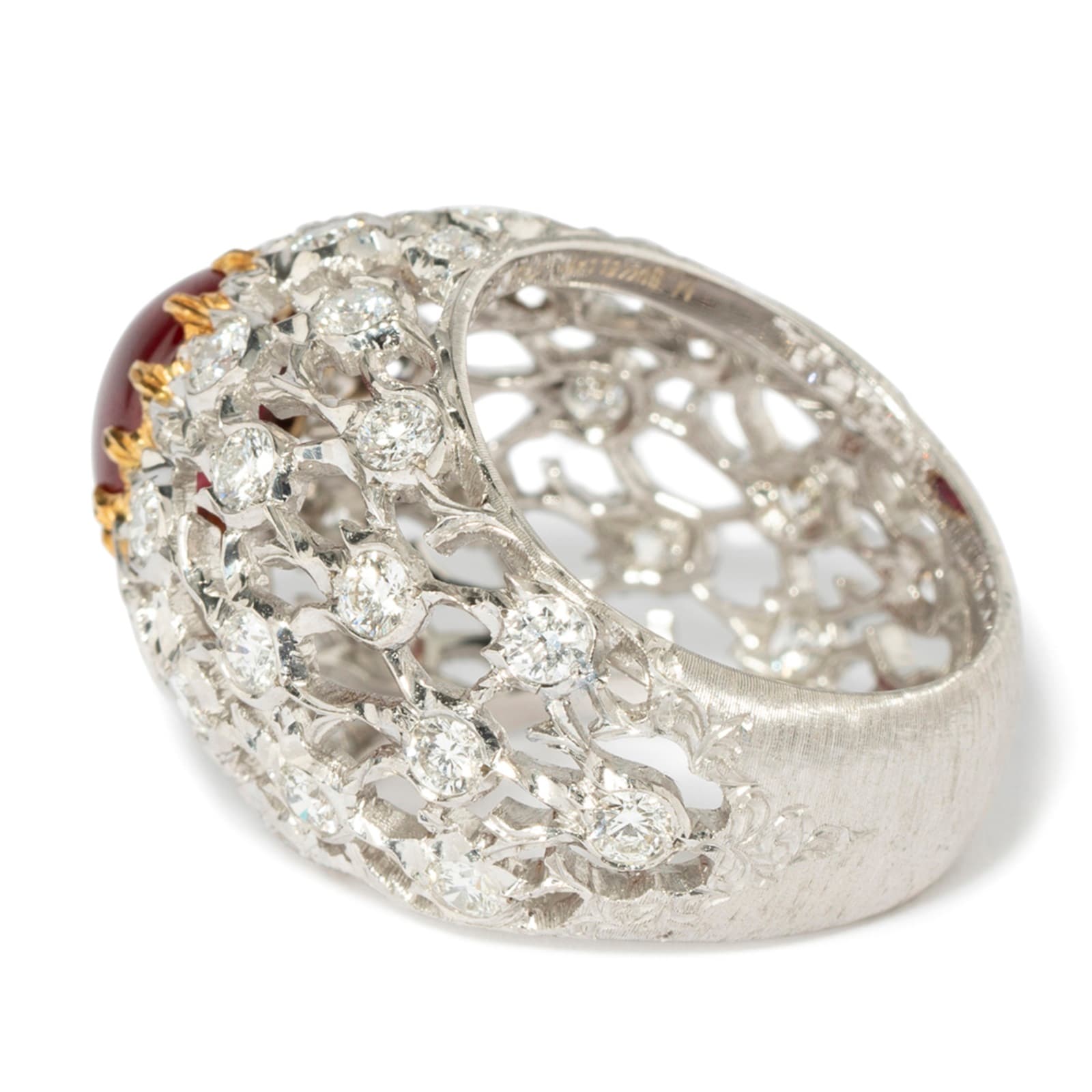Vintage And Estate Jewelry Vintage 18K Yellow & White Gold Buccellati Ruby & Diamond Ring - Size 7.25