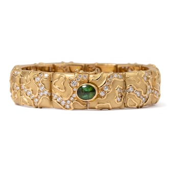 Vintage And Estate Jewelry Vintage 18K Yellow Gold Turi Tourmaline & Diamond Bracelet Vintage And Estate Jewelry Vintage 18K Yellow Gold Turi Tourmaline & Diamond Bracelet