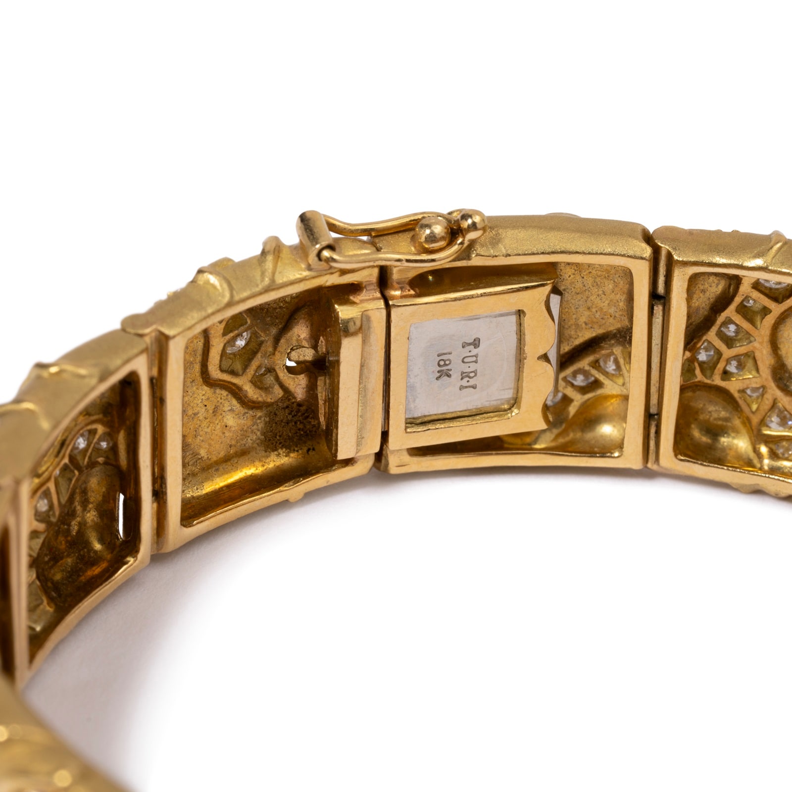 Vintage And Estate Jewelry Vintage 18K Yellow Gold Turi Tourmaline & Diamond Bracelet