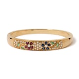 Vintage And Estate Jewelry Vintage 18K Yellow Gold Diamond & Multi-Color Stone Bracelet