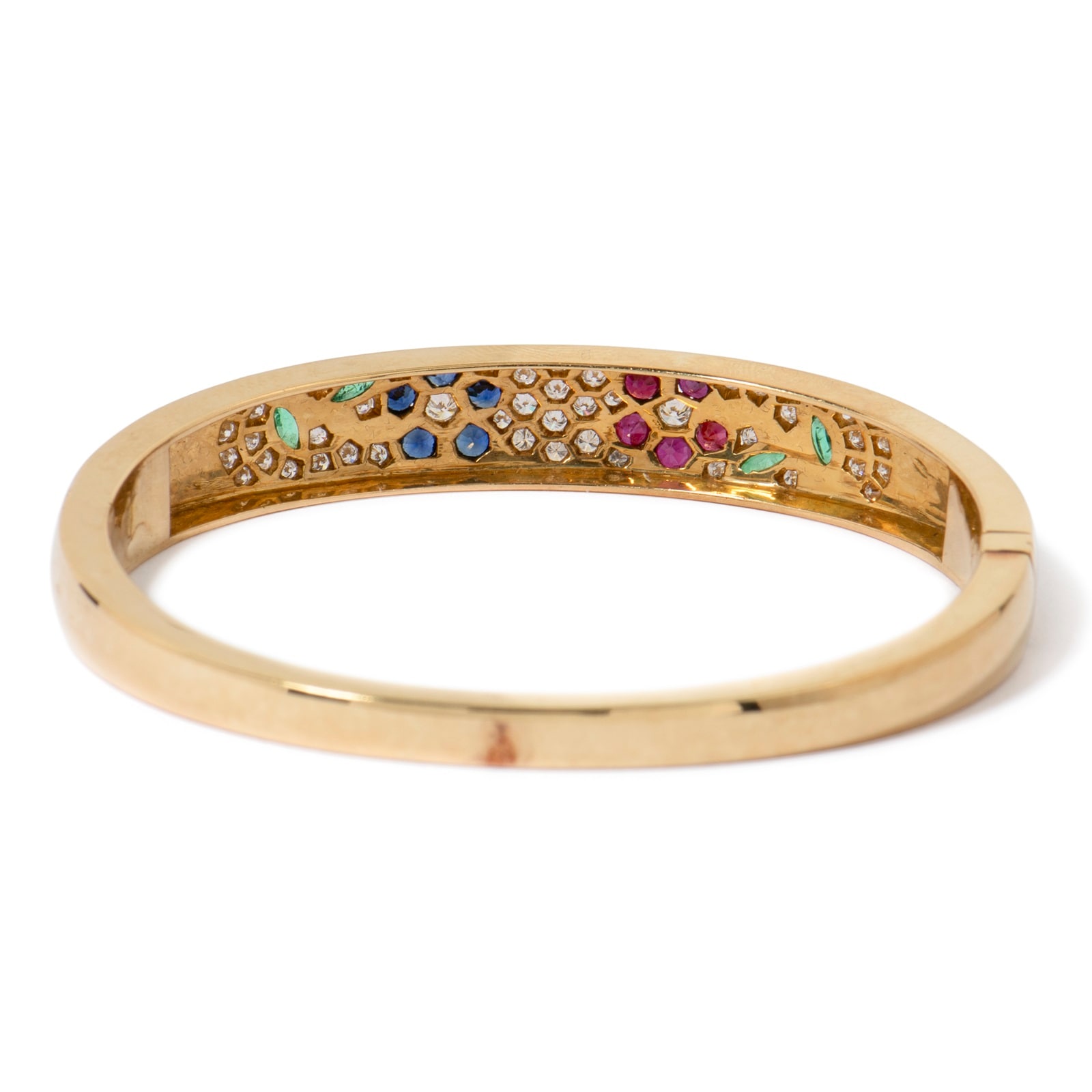 Vintage And Estate Jewelry Vintage 18K Yellow Gold Diamond & Multi-Color Stone Bracelet