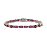 Vintage And Estate Jewelry Contemporary 18K Yellow & White Ruby & Diamond Bracelet - Size 7