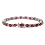 Vintage And Estate Jewelry Contemporary 18K Yellow & White Ruby & Diamond Bracelet - Size 7