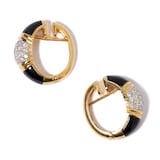 Vintage And Estate Jewelry Vintage 18K Yellow Gold Onyx & Diamond Earrings