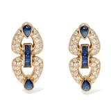 Vintage And Estate Jewelry Vintage 18K Yellow Gold Sapphire & Diamond Earrings