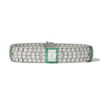 Vintage And Estate Jewelry Vintage Platinum Emerald & Diamond Bracelet Vintage And Estate Jewelry Vintage Platinum Emerald & Diamond Bracelet