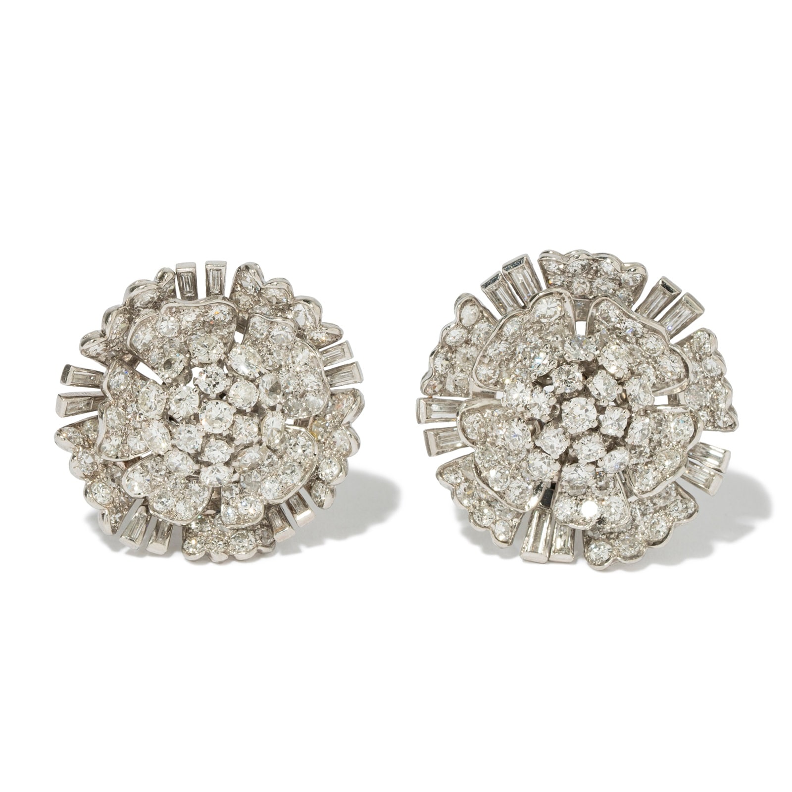 Vintage And Estate Jewelry Vintage 18K White Gold French Diamond Earrings Vintage And Estate Jewelry Vintage 18K White Gold French Diamond Earrings