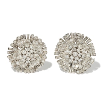 Vintage And Estate Jewelry Vintage 18K White Gold French Diamond Earrings