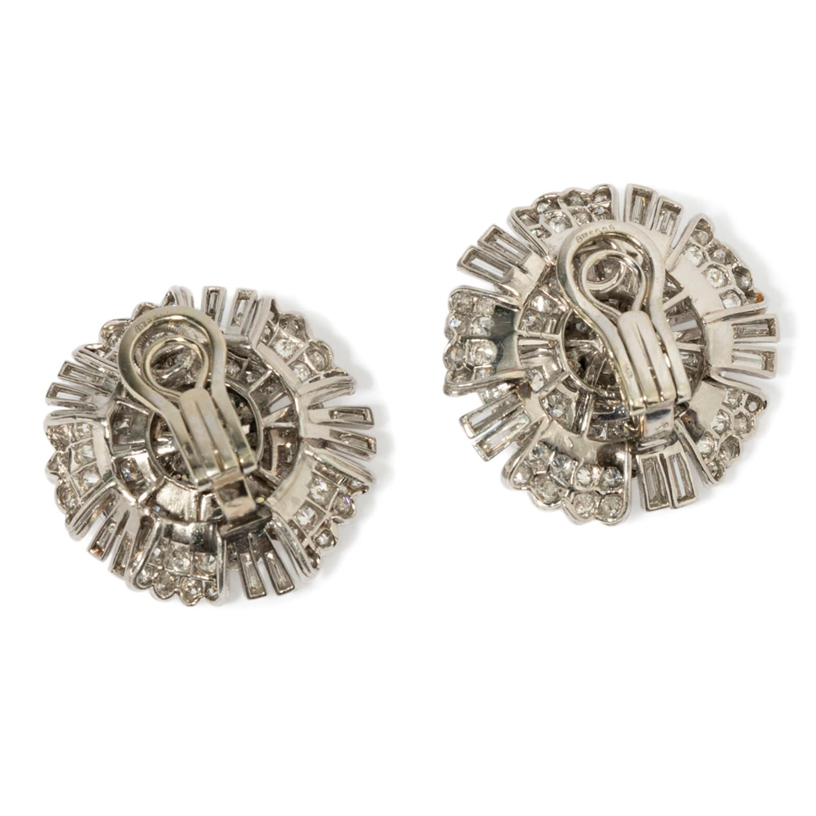 Vintage And Estate Jewelry Vintage 18K White Gold French Diamond Earrings Vintage And Estate Jewelry Vintage 18K White Gold French Diamond Earrings