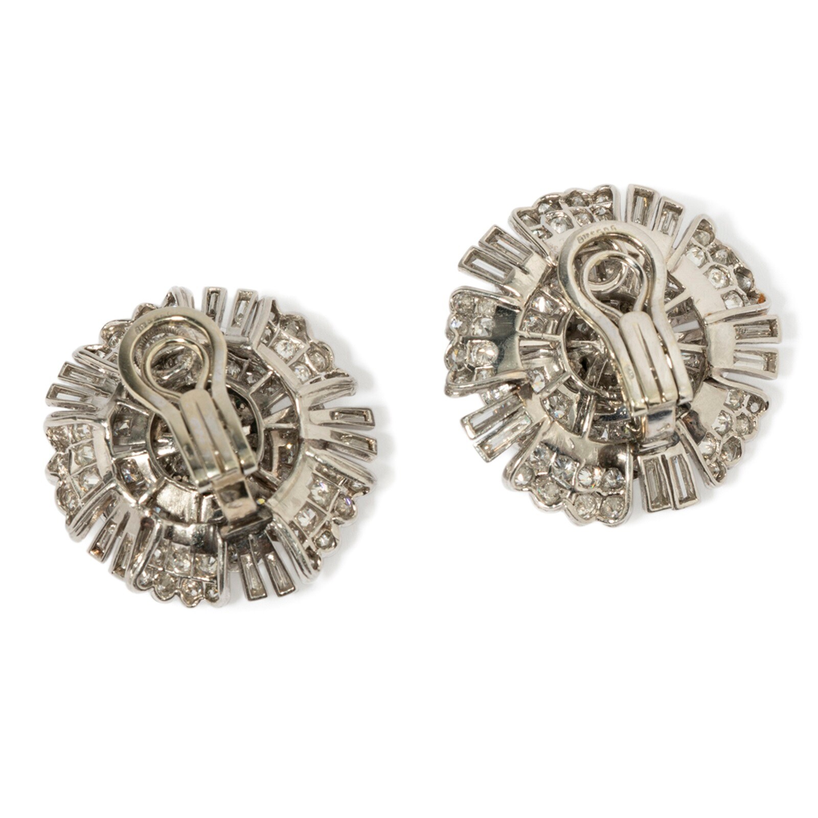 Vintage And Estate Jewelry Vintage 18K White Gold French Diamond Earrings