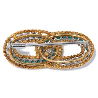 Vintage And Estate Jewelry Vintage 18K Yellow & White Turquoise Pin Vintage And Estate Jewelry Vintage 18K Yellow & White Turquoise Pin