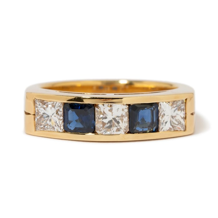 Vintage And Estate Jewelry Vintage 18K Yellow Gold Sapphire & Diamond Ring - Size 6.5