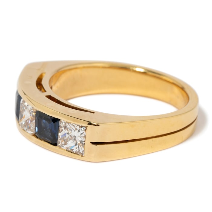 Vintage And Estate Jewelry Vintage 18K Yellow Gold Sapphire & Diamond Ring - Size 6.5