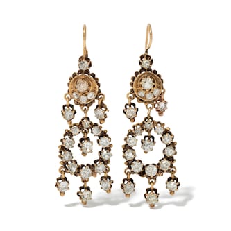 Vintage And Estate Jewelry Antique 14K Yellow Gold English Diamond Earrings Vintage And Estate Jewelry Antique 14K Yellow Gold English Diamond Earrings