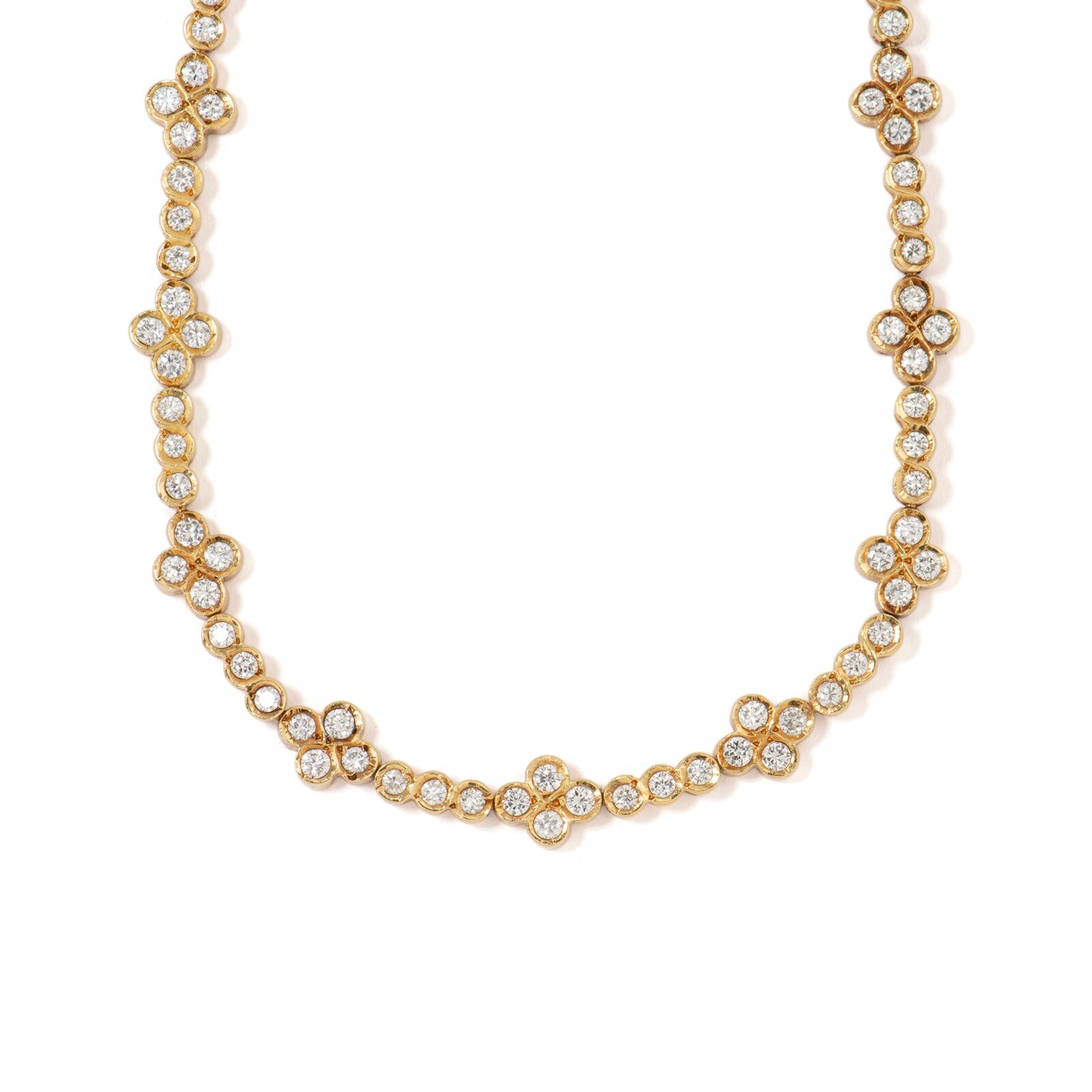 Vintage And Estate Jewelry Vintage 18K Yellow Gold Diamond Necklace