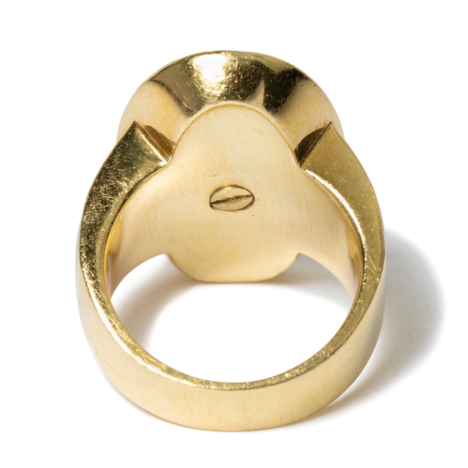 Vintage And Estate Jewelry Contemporary 18K Yellow Gold Mother of Pearl & Diamond Ring - Size 5.25