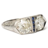 Vintage And Estate Jewelry Vintage 14K White Gold Diamond & Multi-Color Stone Ring - Size 7.25