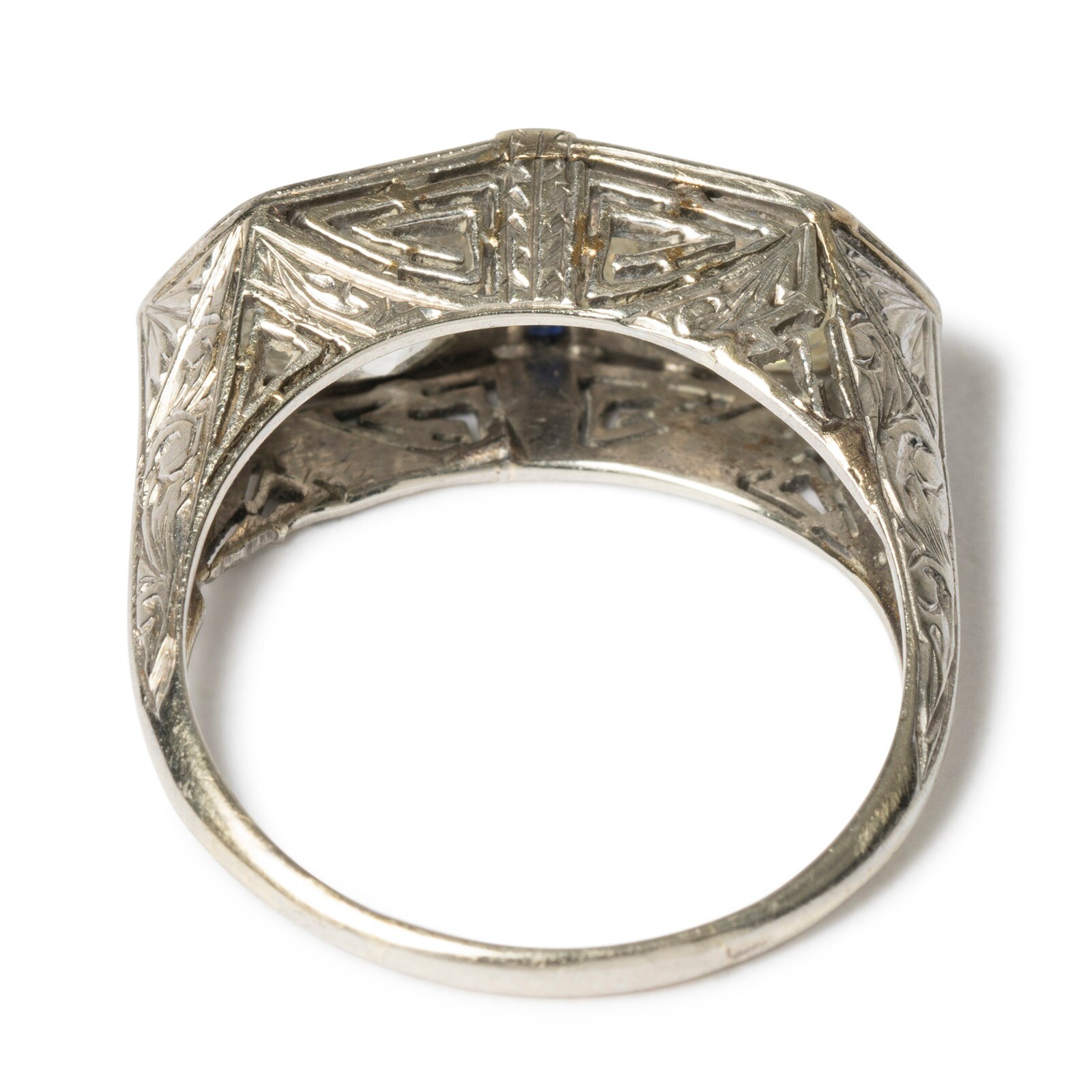 Vintage And Estate Jewelry Vintage 14K White Gold Diamond & Multi-Color Stone Ring - Size 7.25