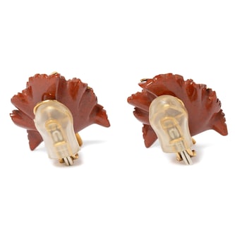 Vintage And Estate Jewelry Vintage 18K Yellow Gold Jasper & Diamond Earrings Vintage And Estate Jewelry Vintage 18K Yellow Gold Jasper & Diamond Earrings