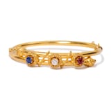 Vintage And Estate Jewelry Captivating 18K Yellow Gold Italian Diamond & Multi-Color Stone Antique Bracelet