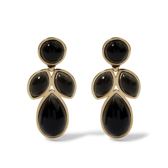 Vintage And Estate Jewelry 18K Yellow Gold Italian Onyx Contemporary Earrings