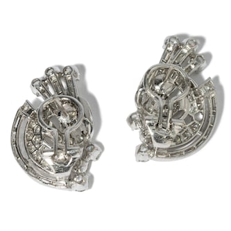 Vintage And Estate Jewelry Elegant Platinum Diamond Vintage Earrings