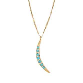 Vintage And Estate Jewelry 18K Yellow Gold Turquoise & Diamond Contemporary Necklace