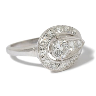 Vintage And Estate Jewelry 14K White Gold Diamond Vintage Ring - Size 6.75