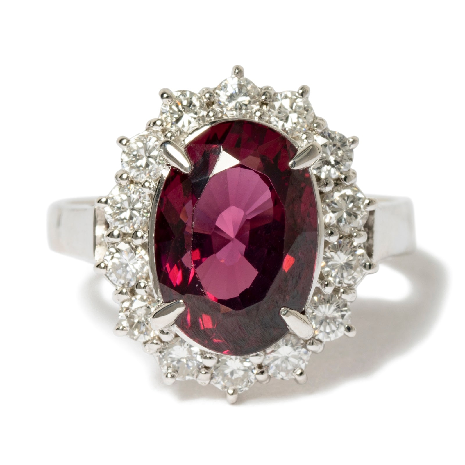 Vintage And Estate Jewelry Platinum Garnet & Diamond Vintage Ring - Size 7
