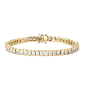 Pre-Owned and Vintage Jewellery 9ct Yellow Gold Bezel Set Diamond Bracelet