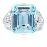 Pre-Owned and Vintage Jewellery Platinum Mid-Century 9.72ct Aquamarine & Diamond Ring