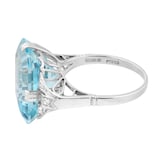 Pre-Owned and Vintage Jewellery Platinum Mid-Century 9.72ct Aquamarine & Diamond Ring