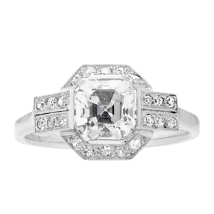 Pre-Owned and Vintage Jewellery Platinum Art Deco Asscher Cut Diamond Ring