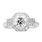 Pre-Owned and Vintage Jewellery Platinum Art Deco Asscher Cut Diamond Ring