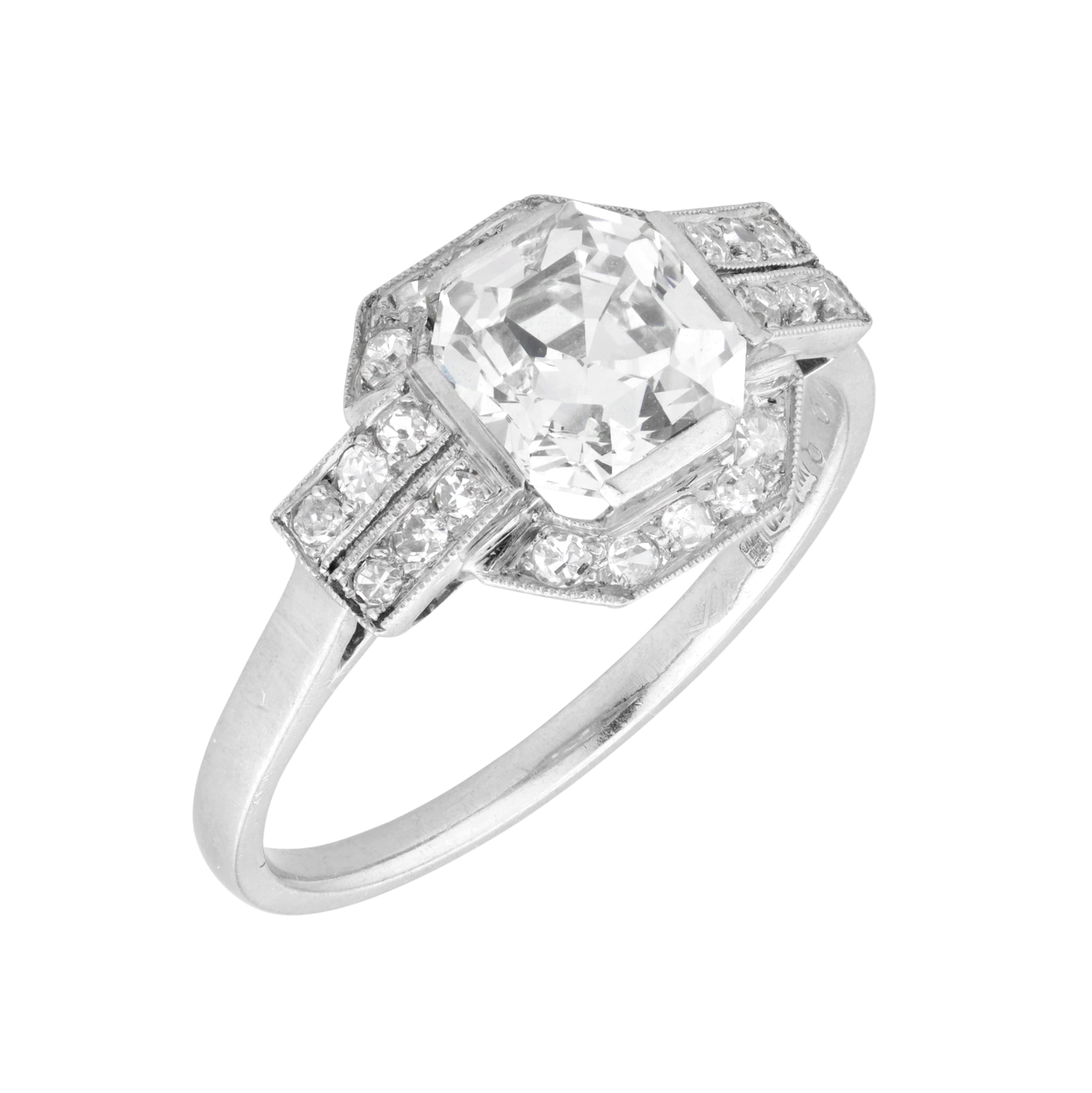 Pre-Owned and Vintage Jewellery Platinum Art Deco Asscher Cut Diamond Ring