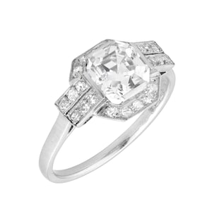 Pre-Owned and Vintage Jewellery Platinum Art Deco Asscher Cut Diamond Ring