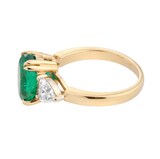 Pre-Owned and Vintage Jewellery 18ct French Yellow & White Gold Ring with a 2.69ct Colombian Emerald and Diamond Hearts