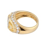 Pre-Owned and Vintage Jewellery 18ct Yellow Gold, Halfmoon Yellow Sapphire & Diamond Ring - Ring Size N