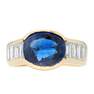 Pre-Owned and Vintage Jewellery 18ct Yellow Gold, Sapphire and Diamond Ring